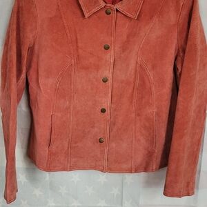 Genuine Pig Skin Leather Jacket No Size Tag See Details measurements Rose Color